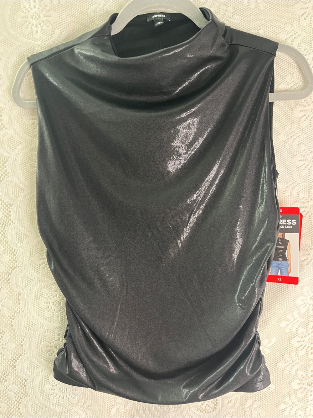 Express Metallic Mock Neck Sleeveless Top - BlackNWT XS /S
